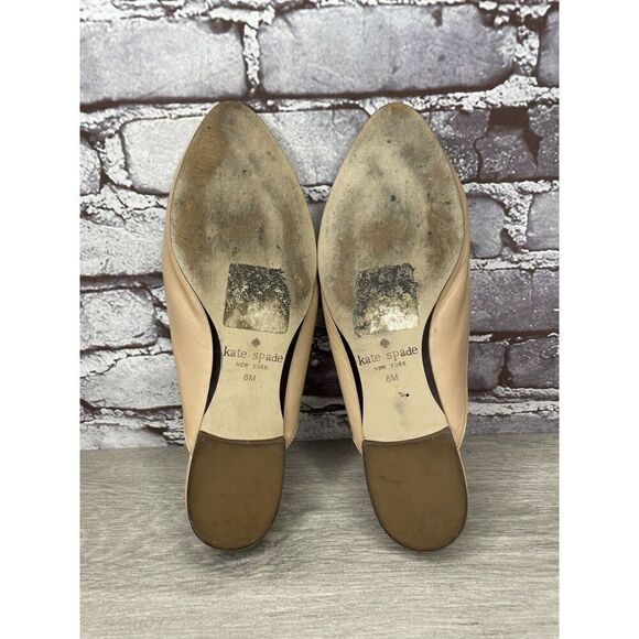 Kate Spade Nude Pink Leather Floral Accent Pointed Mules Shoes Women 8M US/39EU - Picture 6 of 16